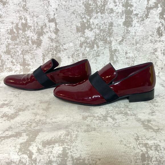 Celine Patent Leather Loafers with Grosgrain Ribbon in Burgundy - Picture 4 of 9